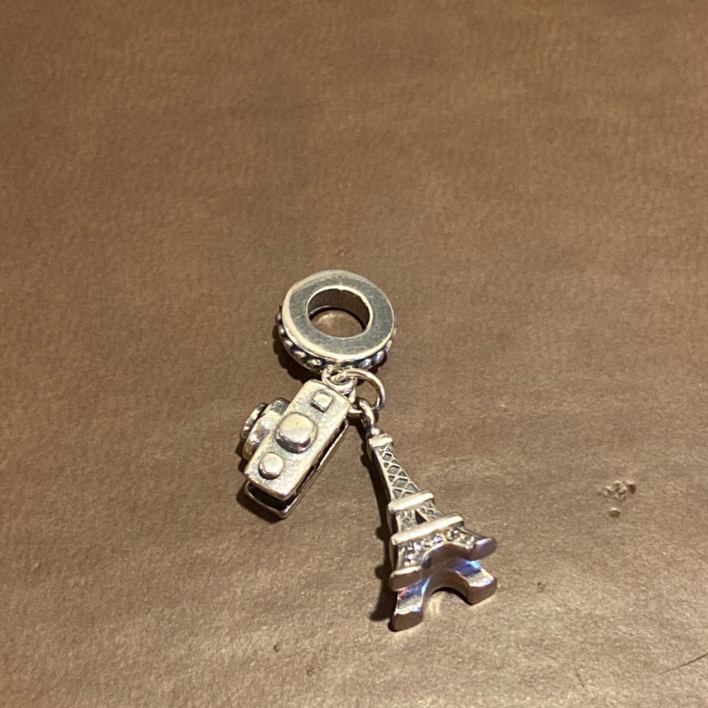 Eiffel Tower and camera dangle charm
